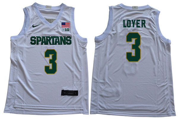 Men Michigan State Spartans #3 Foster Loyer NCAA Nike Authentic White 2019-20 College Stitched Basketball Jersey YR41Y83YH